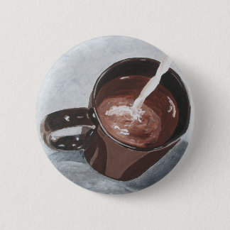コーヒーカップの絵画ボタン-銀および金ゴールド 缶バッジ