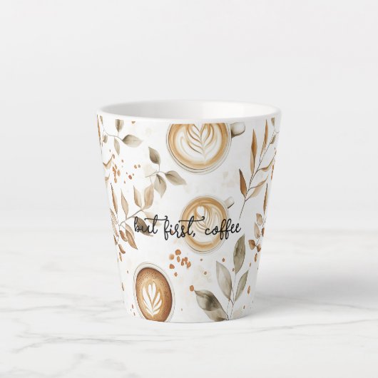 コーヒーカップの葉 カフェラテマグ (正面)