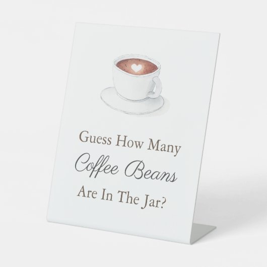 コーヒーカップは、瓶の赤ちゃんシャワーのゲーム内の数を推測 台座サイン (正面)