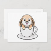 コーヒーカップを持ったウサギ ポストカード (正面/裏面)