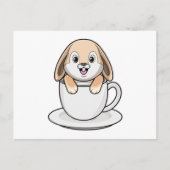 コーヒーカップを持ったウサギ ポストカード (正面)