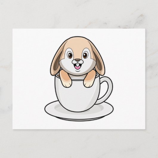 コーヒーカップを持ったウサギ ポストカード (正面)
