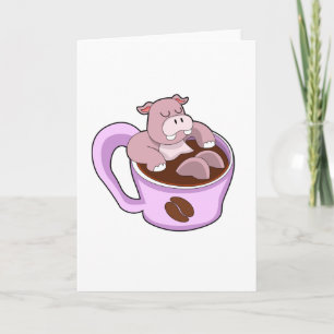 コーヒーカップを持ったカバ カード