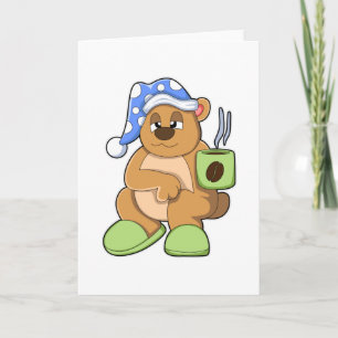 コーヒーカップを持ったクマとねむねむヘッド カード