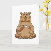 コーヒーカップを持ったクマ カード (黄色い花)