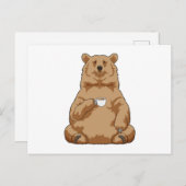 コーヒーカップを持ったクマ ポストカード (正面/裏面)