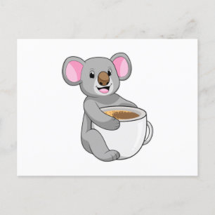 コーヒーカップを持ったコアラ ポストカード