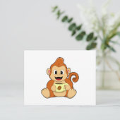 コーヒーカップを持ったサル ポストカード (スタンド正面)