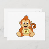 コーヒーカップを持ったサル ポストカード (正面/裏面)