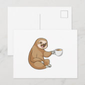 コーヒーカップを持ったナマケモノ ポストカード (正面/裏面)