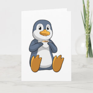 コーヒーカップを持ったペンギン カード