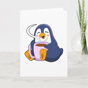 コーヒーカップを持ったペンギン カード