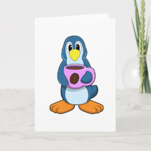 コーヒーカップを持ったペンギン カード