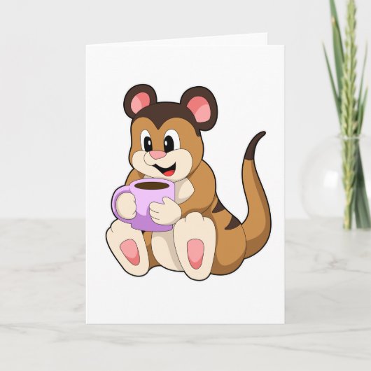 コーヒーカップを持ったミーアキャット カード (正面)