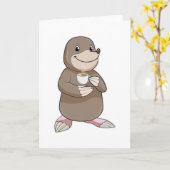 コーヒーカップを持ったモグラ カード (黄色い花)