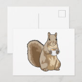 コーヒーカップを持ったリスのイラスト ポストカード (正面/裏面)