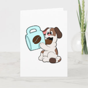 コーヒーカップを持った犬 カード