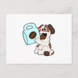 コーヒーカップを持った犬 ポストカード