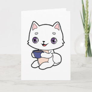 コーヒーカップを持った猫 カード