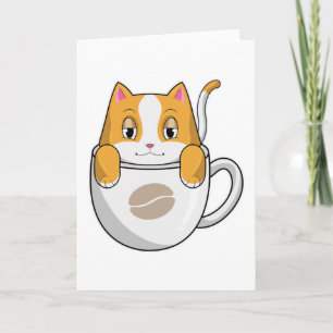 コーヒーカップを持った猫 カード