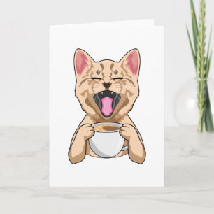 コーヒーカップを持った猫 カード
