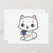 コーヒーカップを持った猫 ポストカード (正面/裏面)