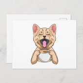 コーヒーカップを持った猫 ポストカード (正面/裏面)