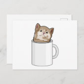 コーヒーカップを持った猫 ポストカード (正面/裏面)