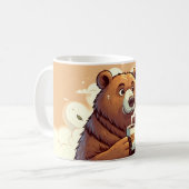 コーヒーカップを持っている熊 コーヒーマグカップ (正面左)