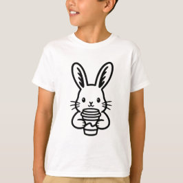 コーヒーカップを持つうさぎの顔 Tシャツ