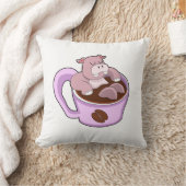 コーヒーカップを持つカバ クッション (ブランケット)