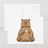 コーヒーカップを持つクマ ポストカード (正面/裏面)