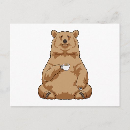 コーヒーカップを持つクマ ポストカード (正面)