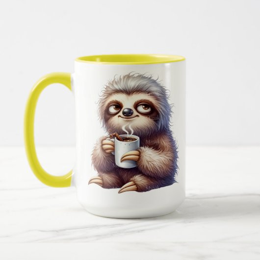 コーヒーカップを持つナマケモノ マグカップ (左)