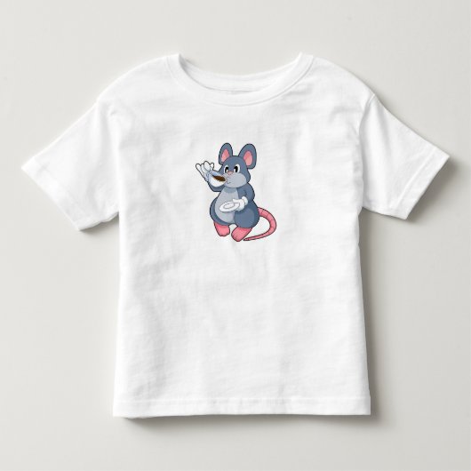 コーヒーカップを持つネズミ トドラーTシャツ (正面)