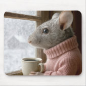 コーヒーカップを持つネズミ マウスパッド (正面)