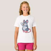 コーヒーカップを持つネズミ Tシャツ (正面フル)
