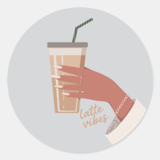 コーヒーカップを持つ手 ラウンドシール