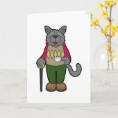 コーヒーカップを持つ犬 カード (黄色い花)