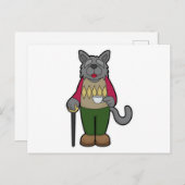 コーヒーカップを持つ犬 ポストカード (正面/裏面)