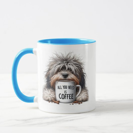 コーヒーカップを持つ犬 マグカップ (左)