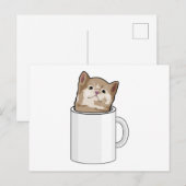 コーヒーカップを持つ猫 ポストカード (正面/裏面)
