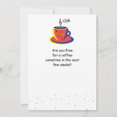 "コーヒーカップを持つ美しいファッション女性" ポップアート 招待状 (裏面)