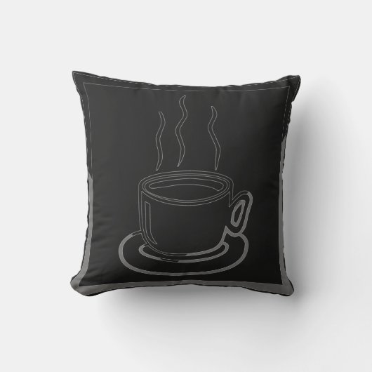 コーヒーカップアートデザイン枕 クッション (正面)