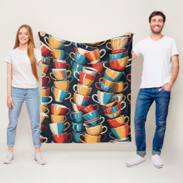 コーヒーカップアート フリースナップブランケット フリースブランケット