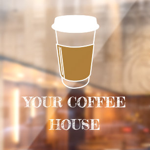 コーヒーカップイラストレーションエッチコーヒー事業 ウィンドウサイン