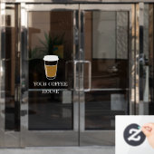 コーヒーカップイラスト・エッチ コーヒービジネス ウィンドウサイン (オフィスドア)