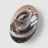 コーヒーカップウォールクロック – Espresso Time Decor ラウンド壁時計 (傾斜)