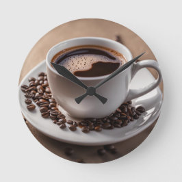 コーヒーカップウォールクロック – Espresso Time Decor ラウンド壁時計