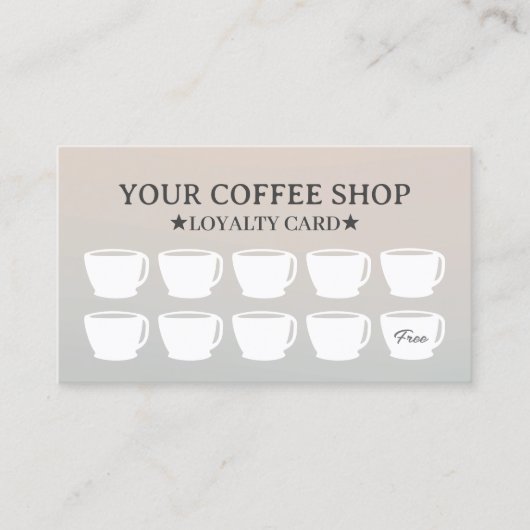 コーヒーカップエレガントシルバーカフェ顧客 ロイヤリティカード (正面)